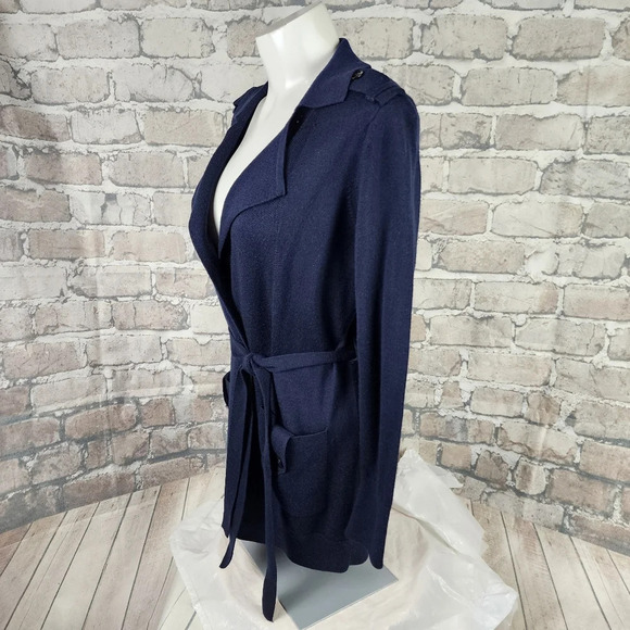 Banana Republic Merino Wool Belted Cardigan  Navy Blue Size XS Classic Luxury - Picture 11 of 13
